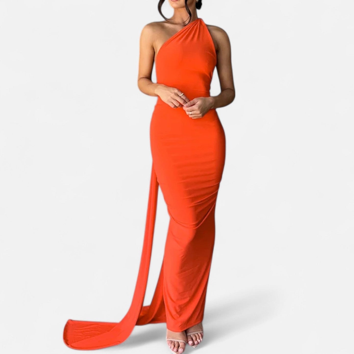 Damen Maxikleid Ein Schulter Neckholder Sommerkleid