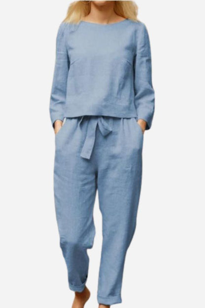 Elegantes Leinen Zweiteiler Kleid Damen