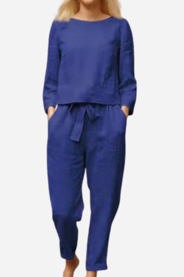 Elegantes Leinen Zweiteiler Kleid Damen