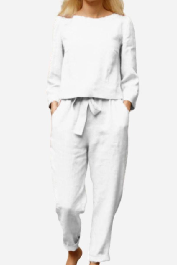 Elegantes Leinen Zweiteiler Kleid Damen