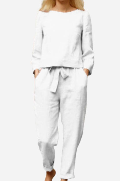 Elegantes Leinen Zweiteiler Kleid Damen