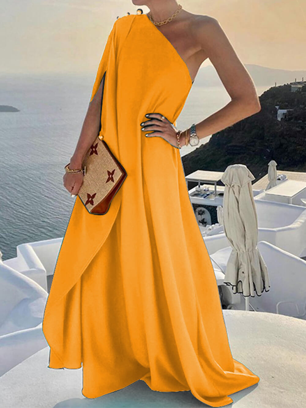 Elegantes Maxikleid Damen Schulterfrei Drapiert