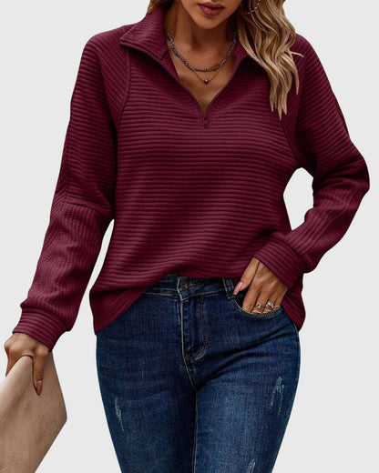 Damen Pullover Langarm Lässig mit Reißverschluss