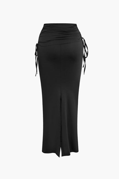Asymmetrisches Set Damen One Shoulder Top Maxi Rock
