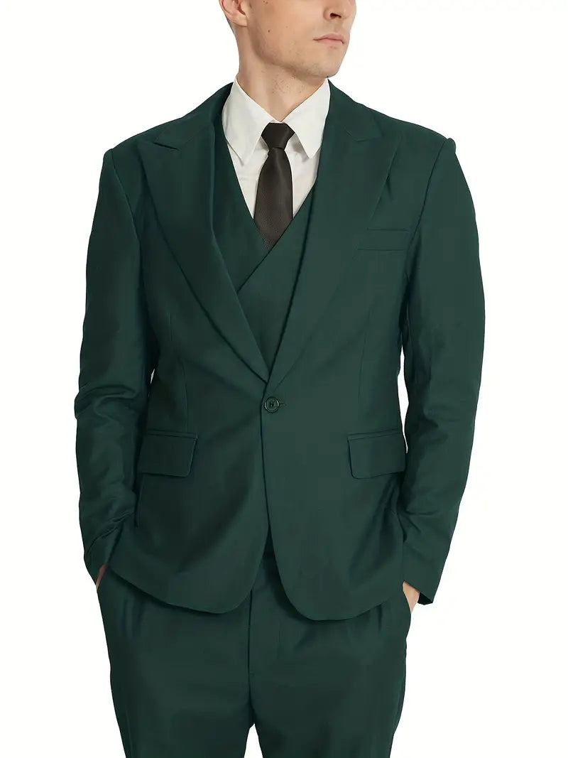Herren Anzug Set 3-teilig Business Blazer Hose Weste