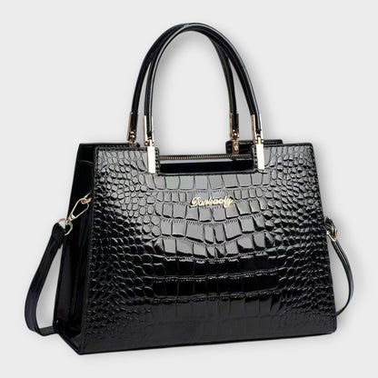 Elegante Damen Handtasche Klassisch Leder Schwarz - BerlinGlamour