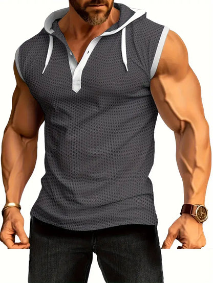 Herren Sportshirt Ärmellos Kapuzenpullover Sportlich