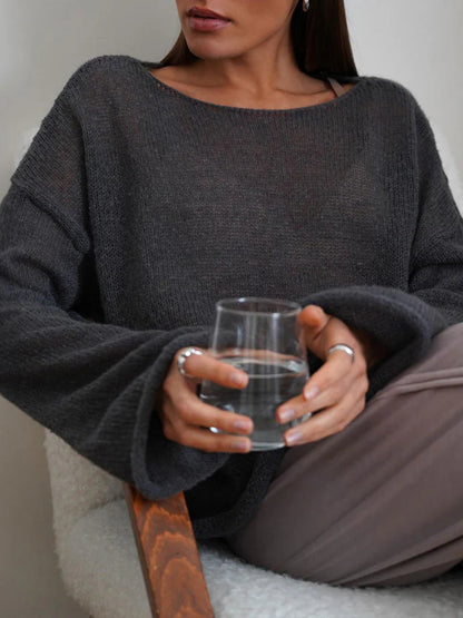 Oversize Strickpullover Weite Ärmel Luftig Damenschal