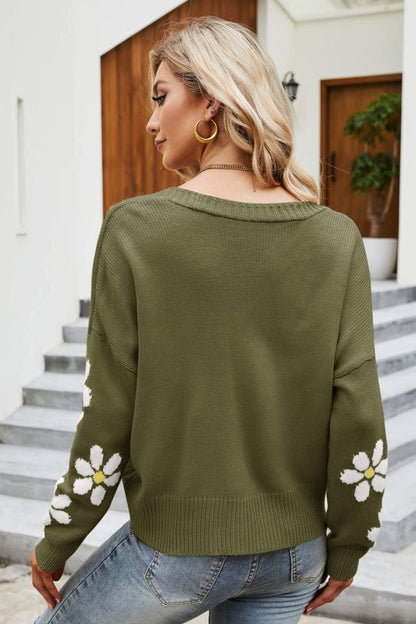 Floral Cardigan Damen Großkaros Drop Schulter