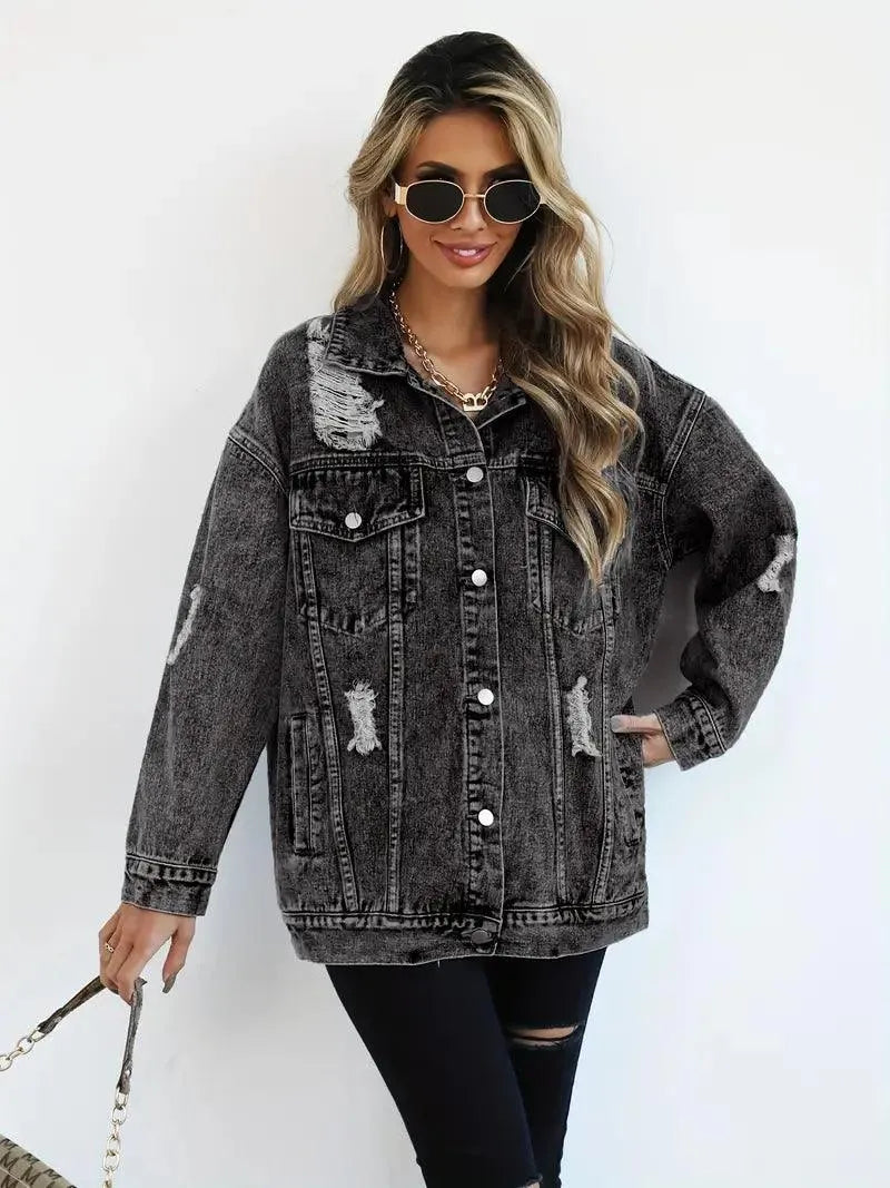 Große Damen Jeansjacke Oversized Trendy