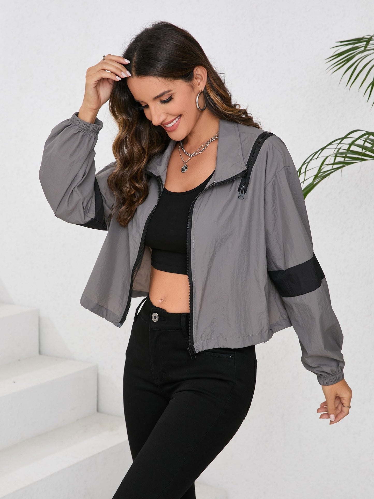 Sportliche Windbreaker Jacke Wasserabweisend Frauen