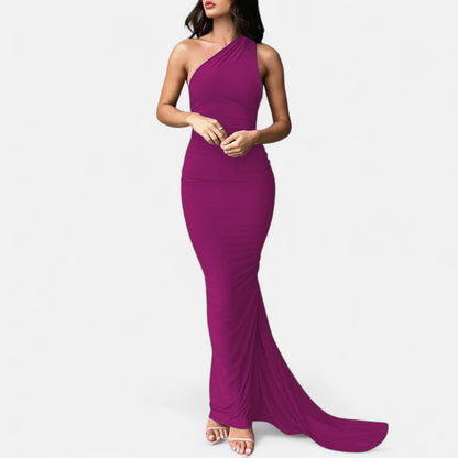 Damen Maxikleid Ein Schulter Neckholder Sommerkleid