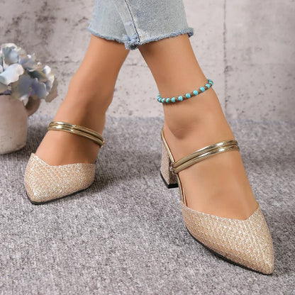 Damen Stilettos Pumps Gold Glitter