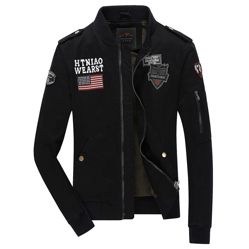 Herren Utility-Jacke Modern Funktional Mit Stickereien