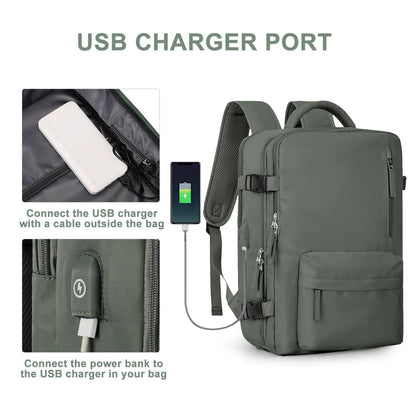 Reise-Rucksack Damen 35L Wasserdicht mit USB-Anschluss