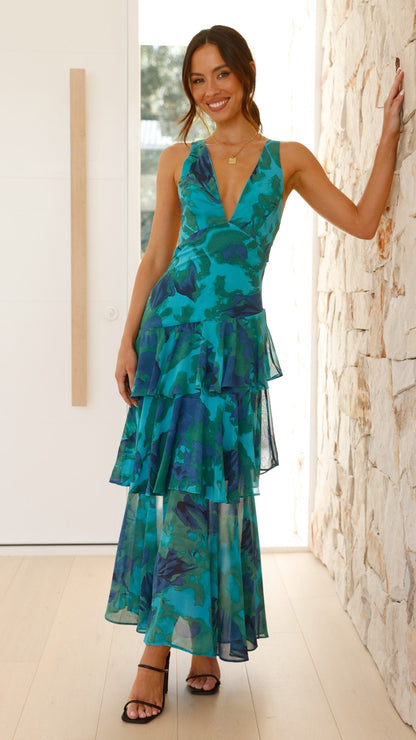 Damen Maxikleid Geblümt Elegantes Sommerkleid