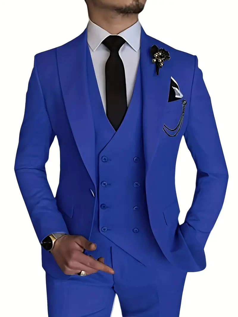Herren Anzug Set 3-teilig Business Blazer Hose Weste