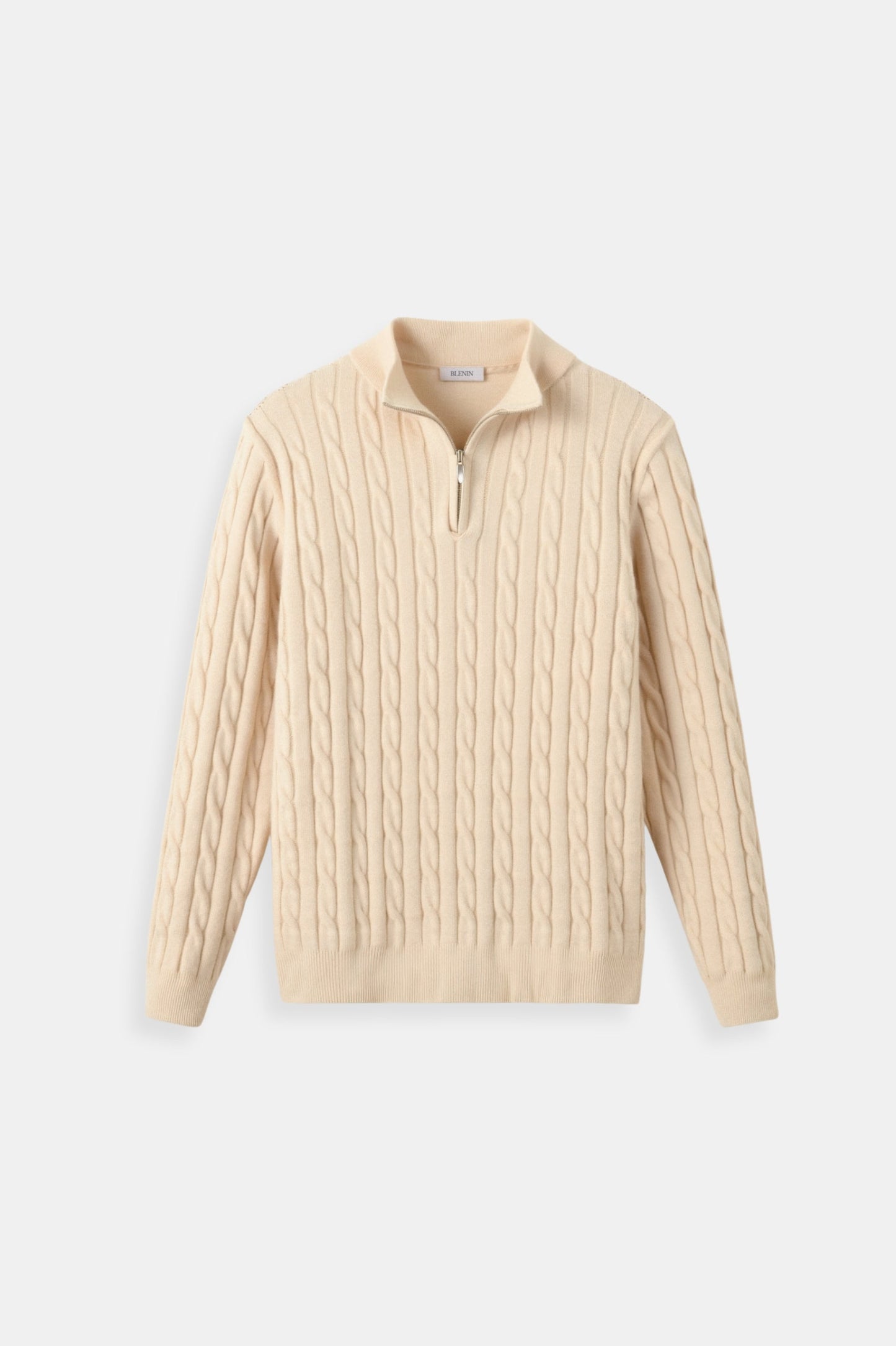 Strickpullover Zopfmuster mit Reißverschluss Damengröße