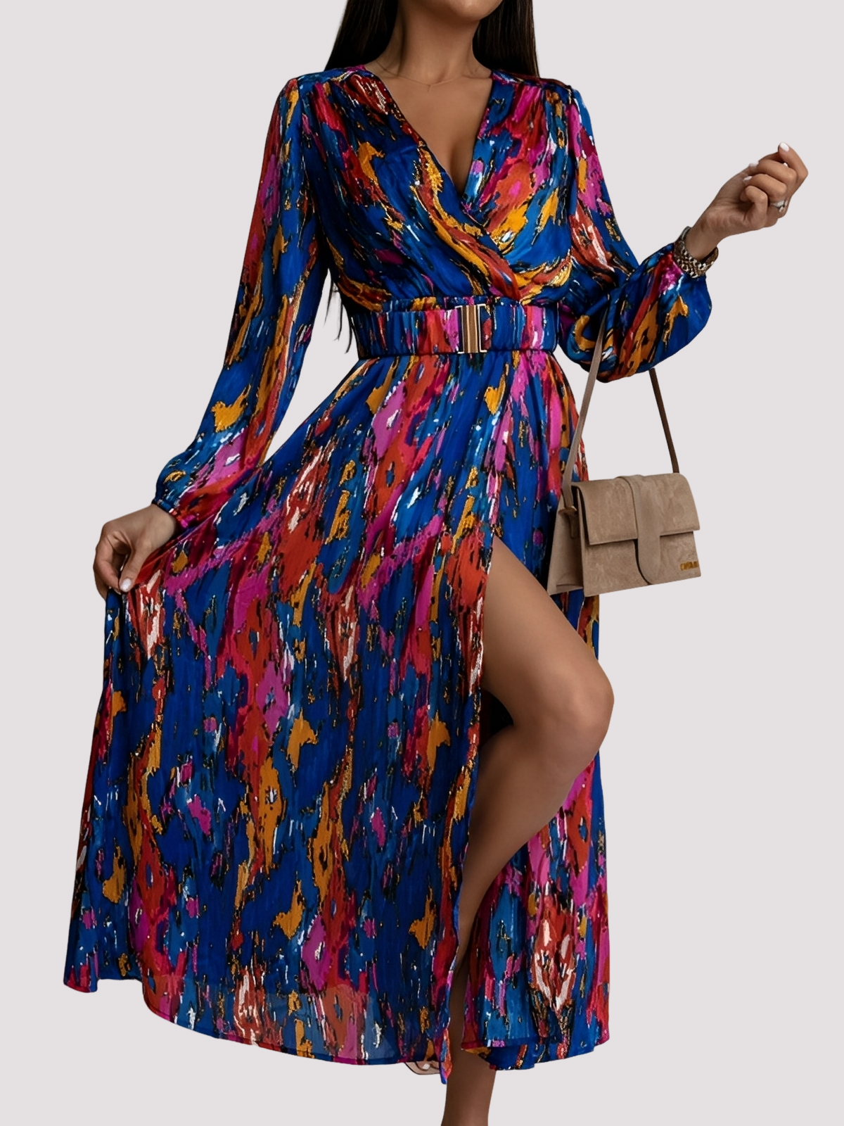 Bohemian-Kleid Damen Hochschlitz Sommerkleid Elegant