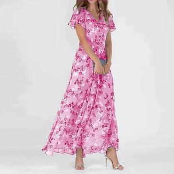 Sommerkleid Lang Blumenmuster Damenkleid Elegant