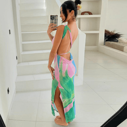 Weibliches Maxikleid mit tiefem Rückenausschnitt Elegant