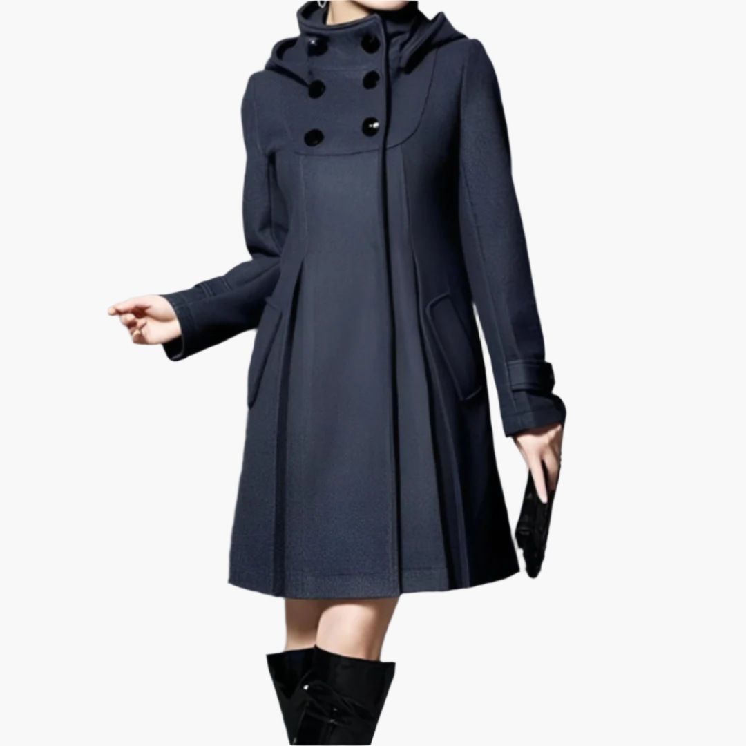 Damen Kapuzenmantel Elegant Lang Button Up