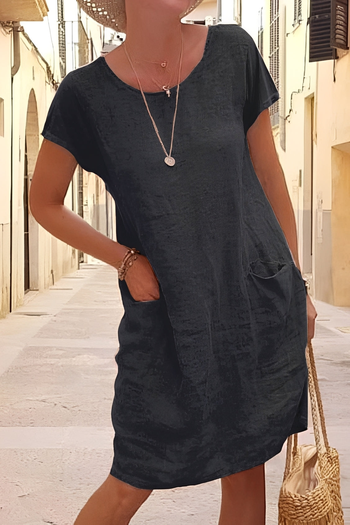 Kurzarmkleid Damen Sommerkleid Leicht Lockeres