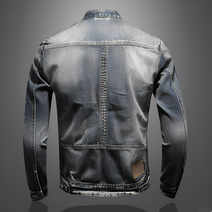 Männer Jeansjacke Stylisch Mit Taschen Schwarz - BerlinGlamour