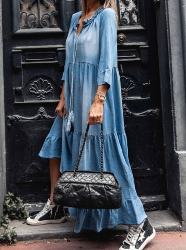 Lässiges Maxikleid Damen Gewaschen Boho-Stil - BerlinGlamour