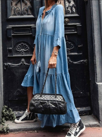 Lässiges Maxikleid Damen Gewaschen Boho-Stil - BerlinGlamour