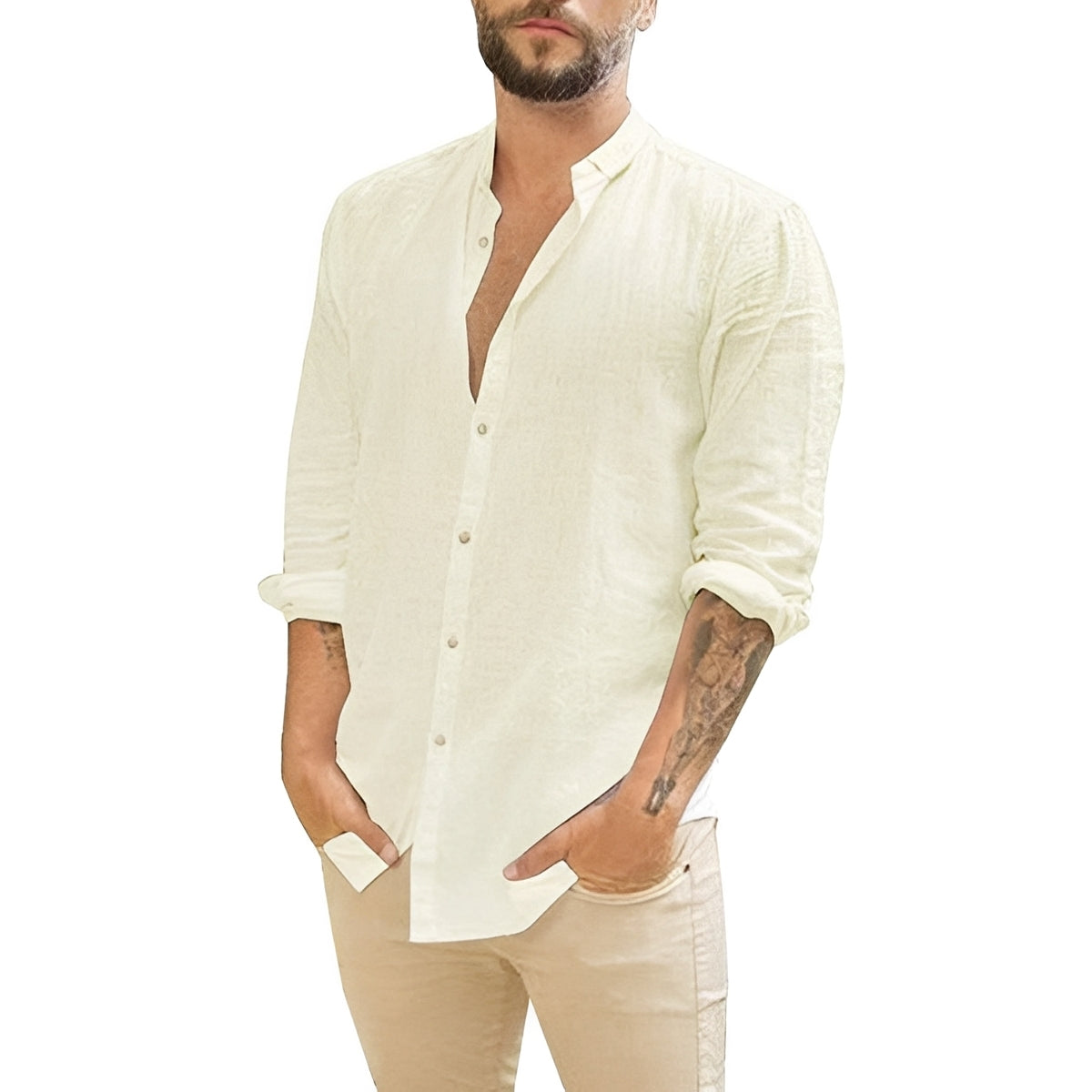Einfaches Herrenhemd mit Knöpfen Slim Fit - BerlinGlamour
