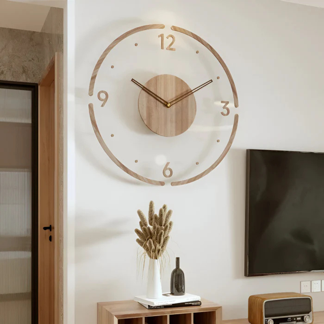 Moderne Wanduhr 30 cm Acryl Holz Design Wohnzimmer