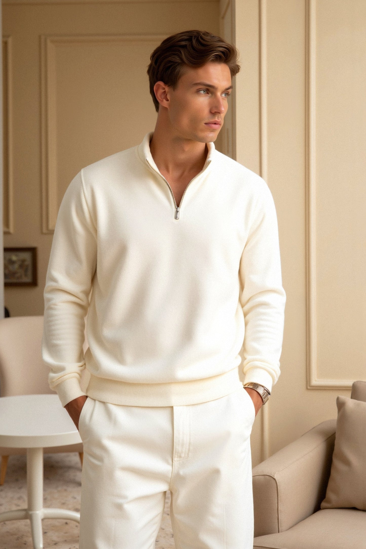 Wärmer Fleece Pullover Reißverschluss Modern
