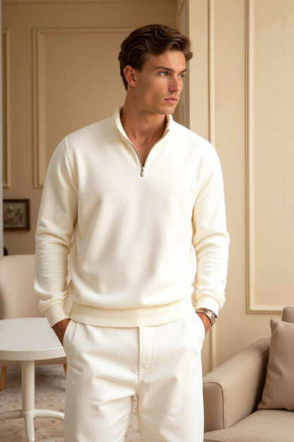 Wärmer Fleece Pullover Reißverschluss Modern