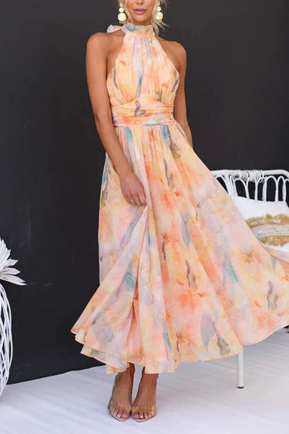 Damen Maxikleid Sommer Blumenprint Leicht
