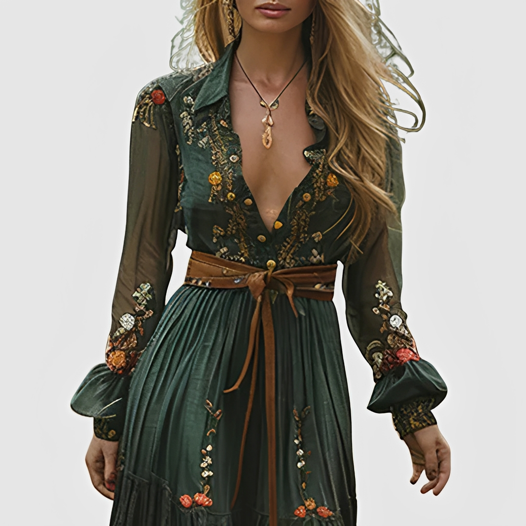 Blumen Maxi-Kleid Damen Sommer Robe Lang