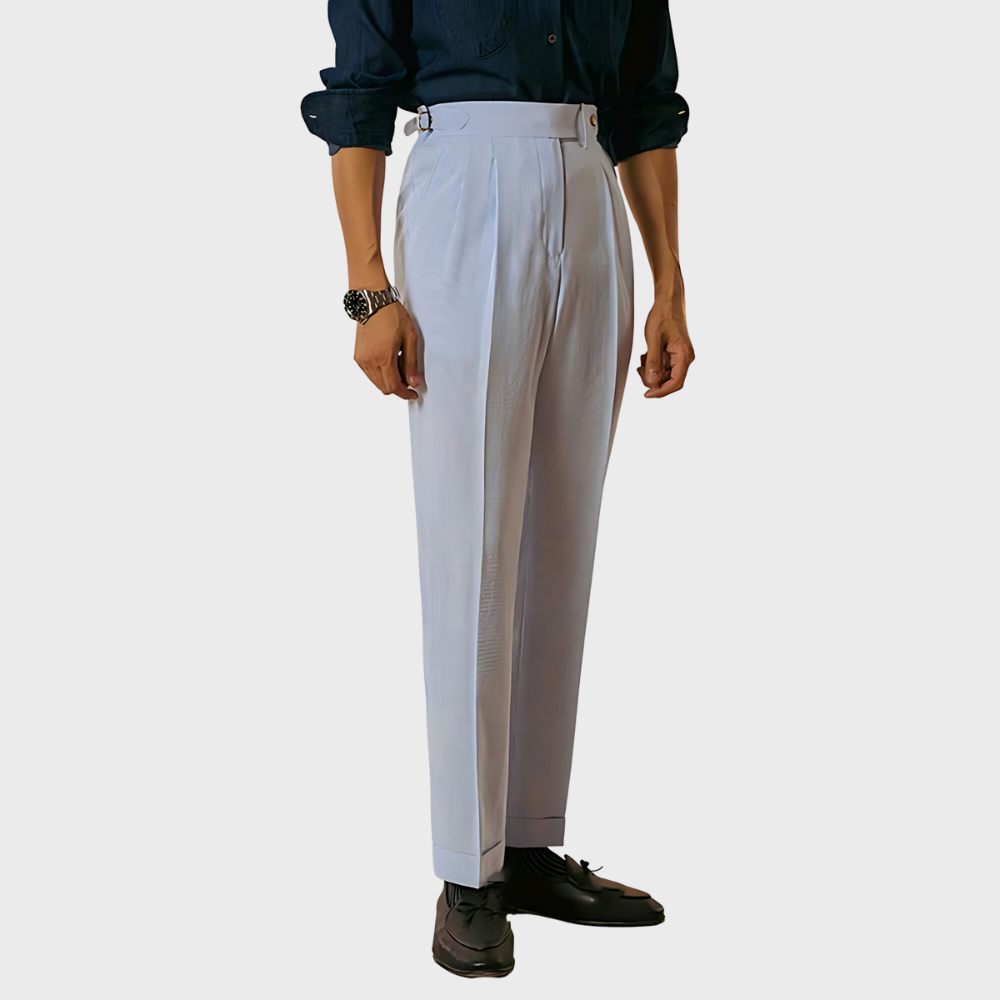Taillenhohe Nadelstreifenhose mit Gürtel Damen - BerlinGlamour