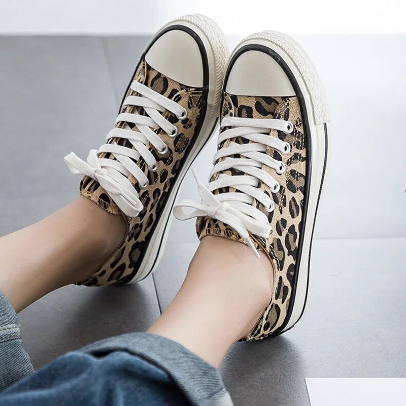 Damen Sneaker Leopard Muster Trendy Schuhe