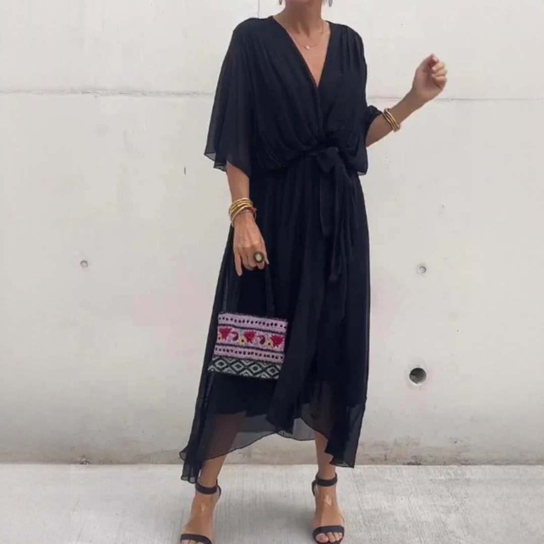 Elegantes V-Ausschnitt Kleid Damen Stilvoll