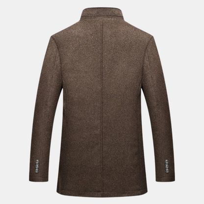 Herren Wintermantel Warm Eleganter Wollmantel Stehkragen