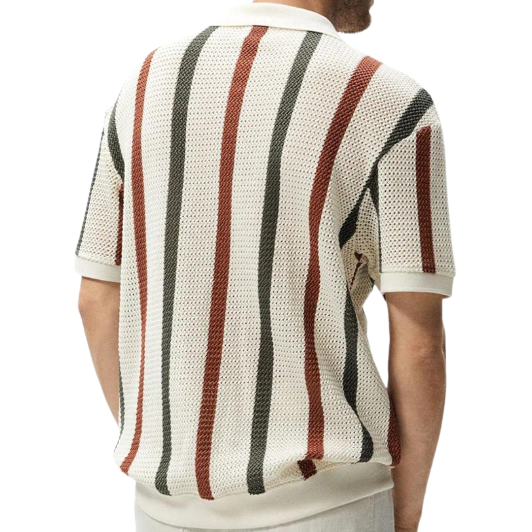 Herren Poloshirt Strick Gestreift Modern Komfortabel