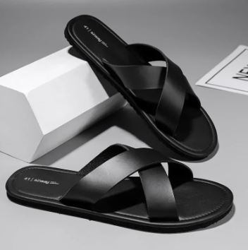 Männer Sandalen Flach Cross Modisch Schwarz - BerlinGlamour
