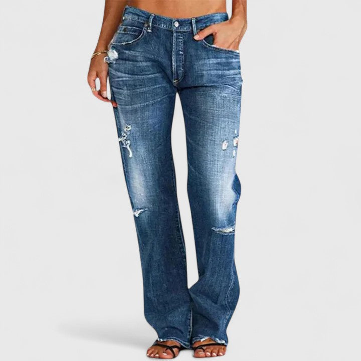 Damen Vintage Jeans locker Bequem Waschung