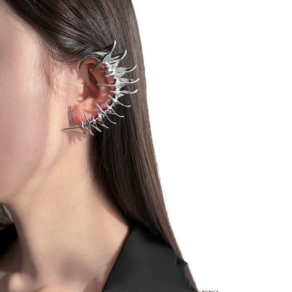 Cyberpunk Ohrring Clip Skelett Spitze Edelstahl