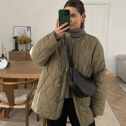 Gepolstertes Herrenjacket Rundhals Knöpfe Warm Winter