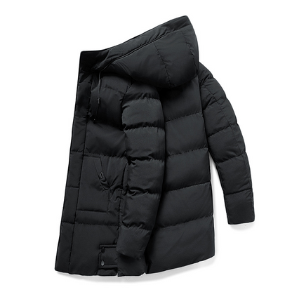 Herren Winterjacke Puffer Kapuzenjacke Lang