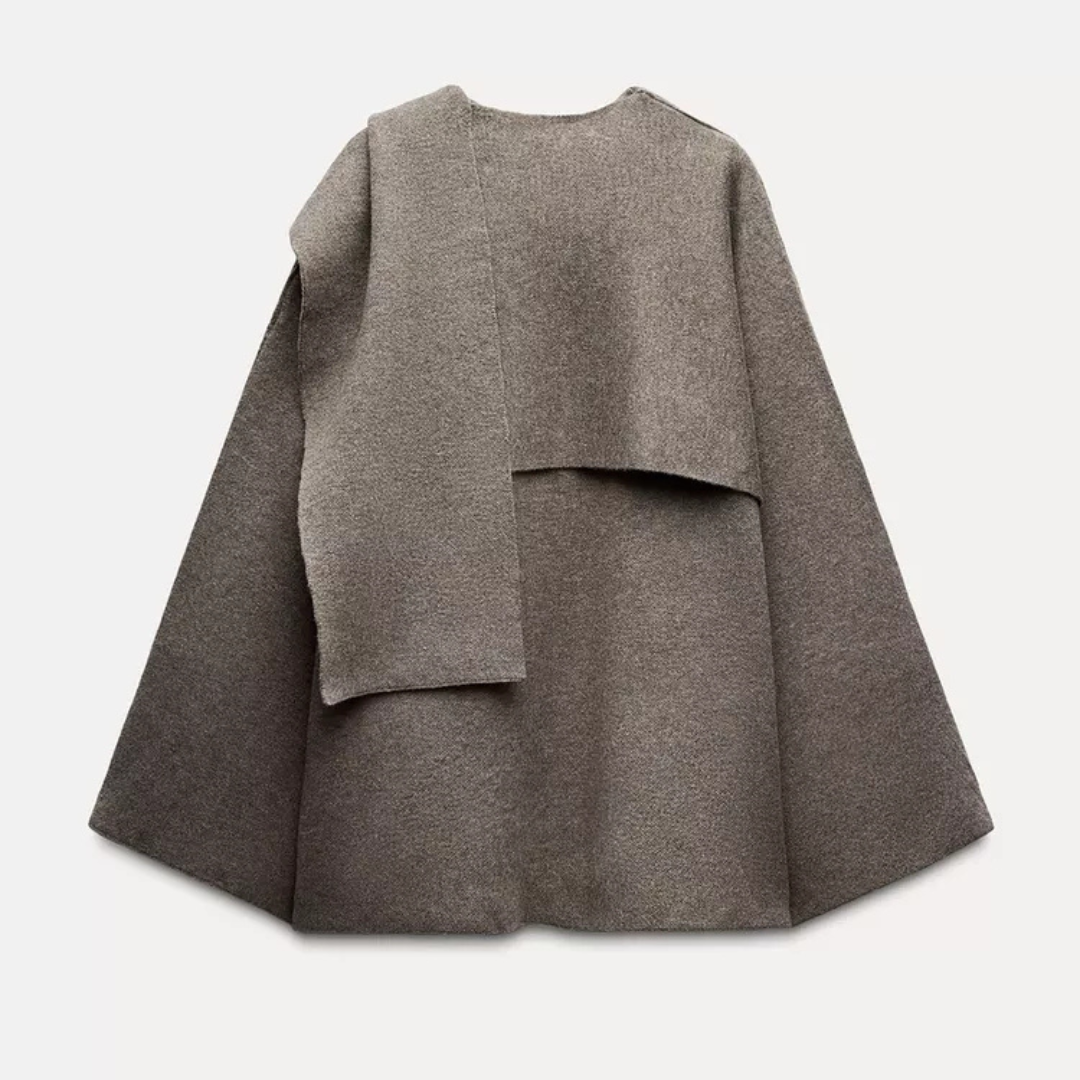 Elegantes Damencape mit Schaloptik Asymmetrisch Modern