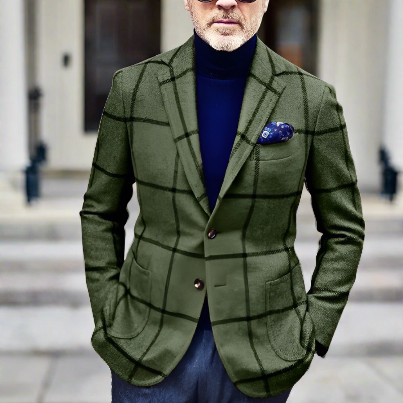 Herren Blazer Karo Muster Elegant Schmal - BerlinGlamour