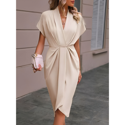 Elegantes Wickelkleid Damen Midi Länge