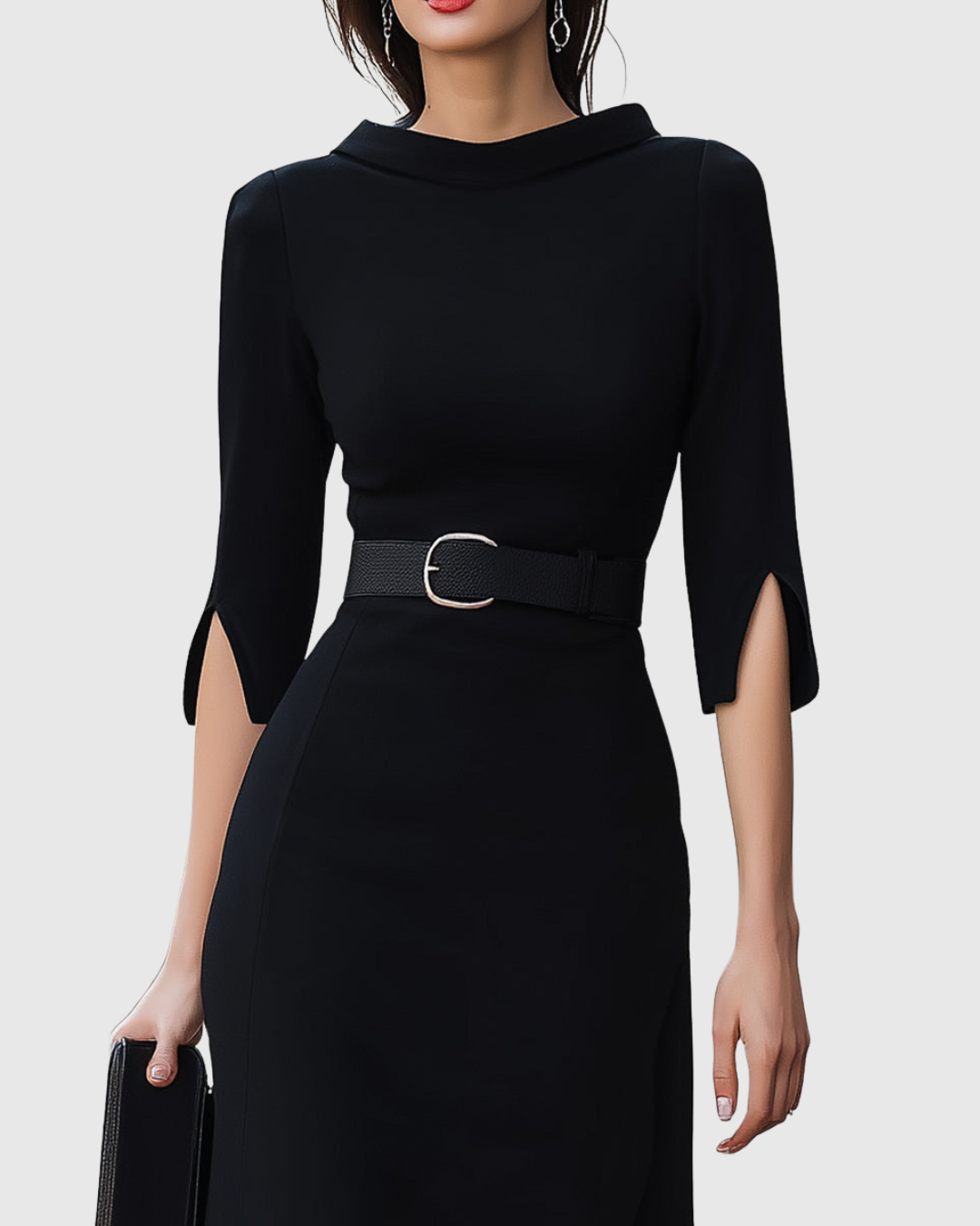 Elegante Midi Robe Minimalistisch Damenkleid